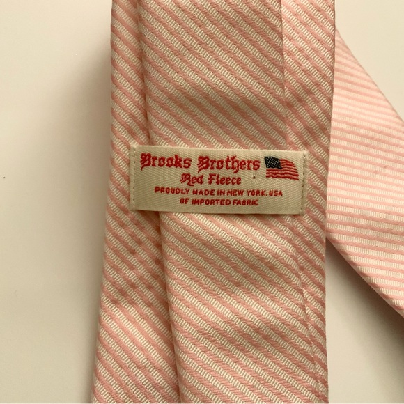 Brooks Brothers Pink And White Striped Tie New - Picture 2 of 4